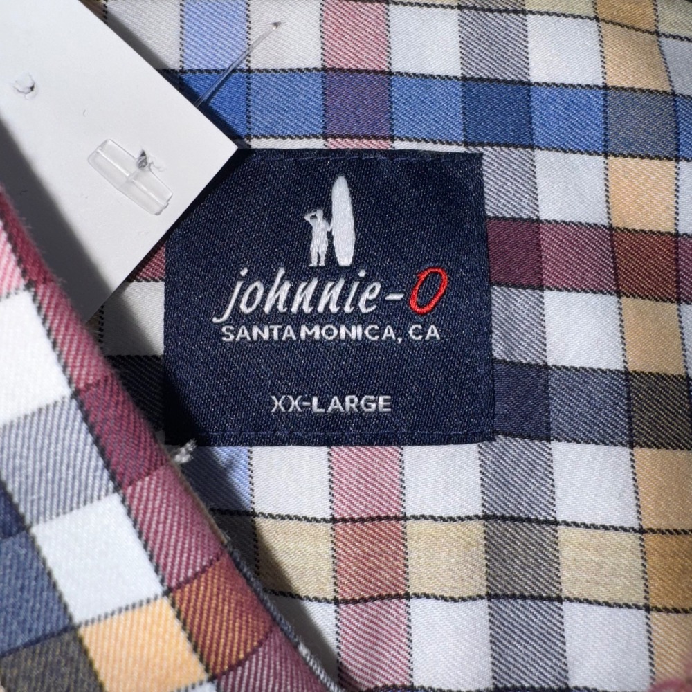 Johnnie-O Mens XXL Dartmouth Merlot Plaid Button Down Shirt Long Sleeve NEW - Picture 3 of 10
